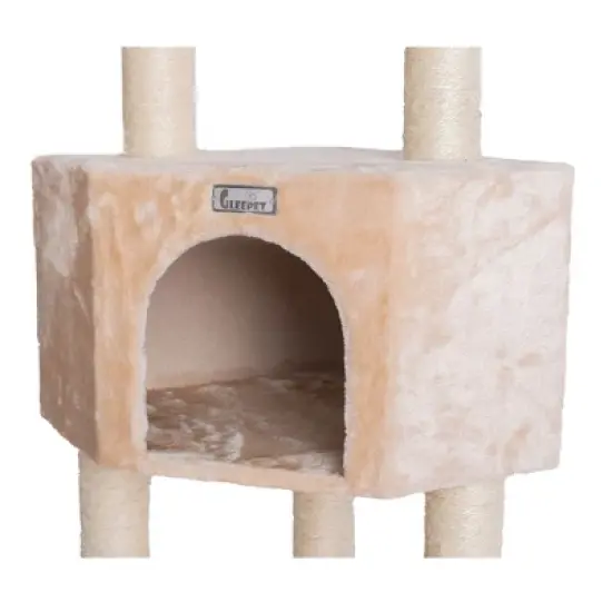 GleePet GP78480321 48-Inch Real Wood Cat Tree In Beige With Perch And Playhouse image {5}