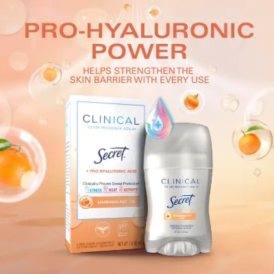 Secret Clinical Strength Invisible Solid Antiperspirant & Deodorant - Mandarin Fizz - 1.6oz image {2}