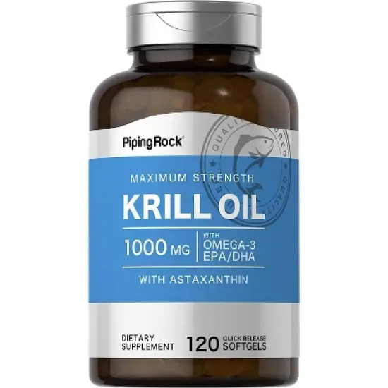 Piping Rock Krill Oil 1000mg Supplement | 120 Softgels image {1}
