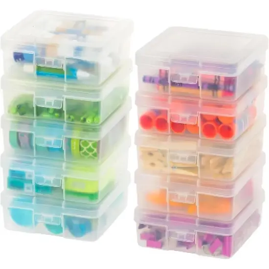 IRIS USA Plastic Small Storage Containers with Latching Lid for Pencil Box, Lego, Crayon, Stackable image {11}