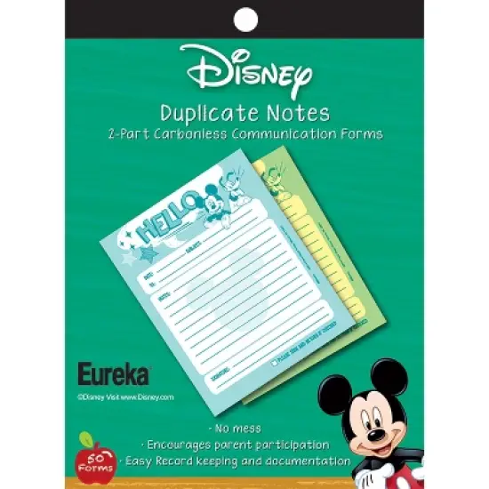 Eureka Mickey Hello Duplicate Notes, 50 Forms Per Pack, 3 Packs image {1}