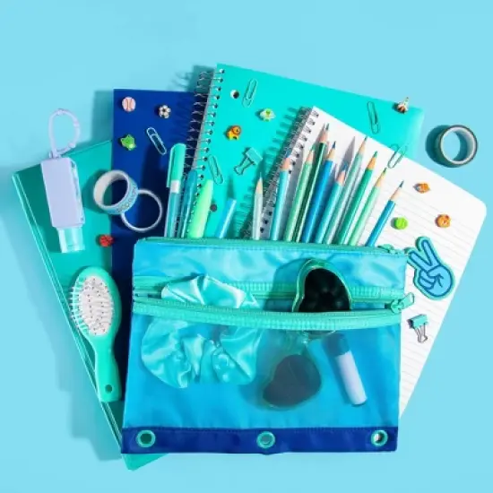 Style Lab Colorblocked Nylon and Mesh Binder Pouch with 10 Mini Erasers image {2}