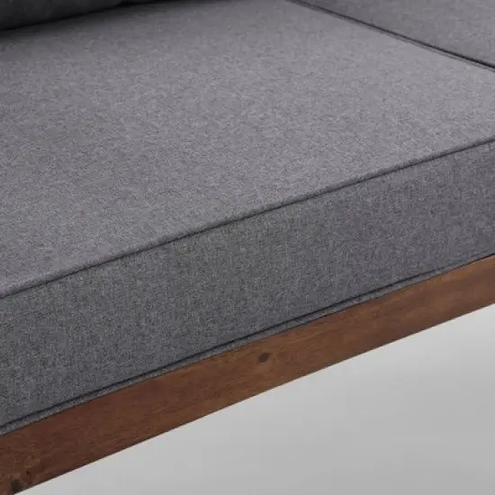 Saybrook Modern Metal and Wood Patio Loveseat - Gray/Dark Brown - Saracina Home image {8}