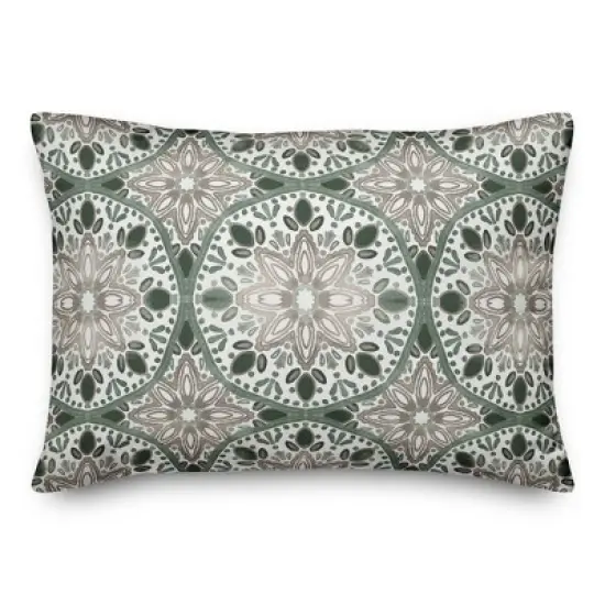 Creative Products Faded Gray Green Medallions 14x20 Indoor / Outdoor Pillow image {1}