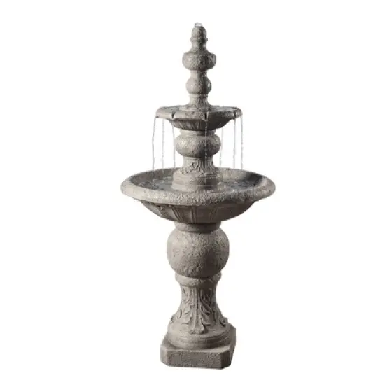 52.56" Icy Stone 2-Tiered Focal Point Outdoor Waterfall Fountain - Gray - Teamson Home image {2}