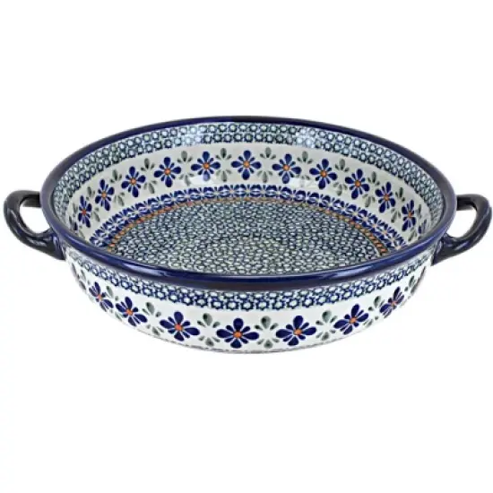 Blue Rose Polish Pottery 1455 Zaklady Round Casserole with Handles image {6}