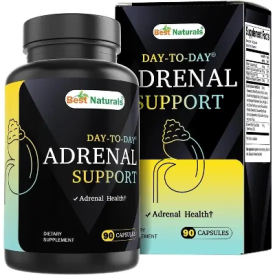 Best Naturals Day-to-Day Adrenal Support Supplements - 90 Veg Capsules - Made with Ashwagandha, L-Tyrosine, Magnesium, Rhodiola and More. image {4}