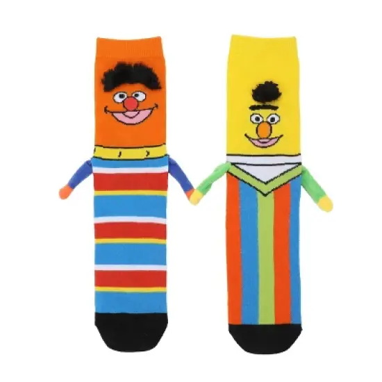 Sesame Street Bert & Ernie Women's Casual Crew Socks With 3D Arms & Magnetic Hands image {1}