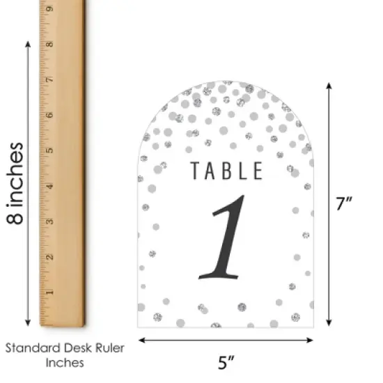 Big Dot of Happiness Silver Wedding - Wedding Receptions, Parties or Events Double-Sided 5 x 7 inches Cards - Table Numbers - 1-20 image {6}