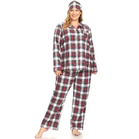 Women's Plus Size Three-Piece Pajama Set - White Mark image {3}