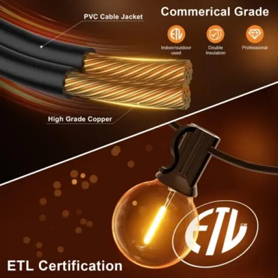 Itopfox 120FT Outdoor String Lights, Waterproof Patio Lights with 64 Hanging Globe G40 Bulbs, Shatterproof for Backyard Decor image {2}
