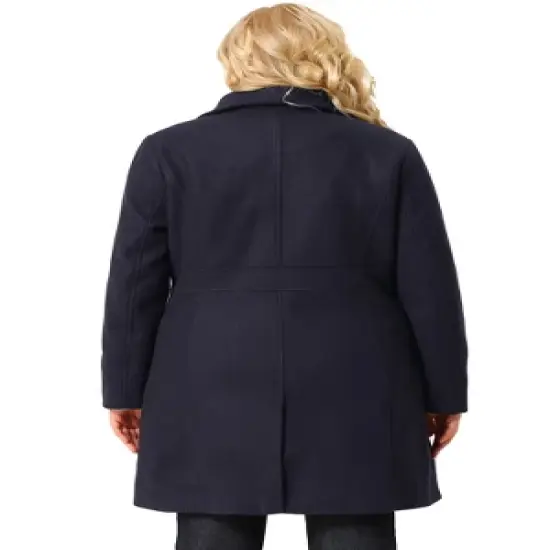 Agnes Orinda Women's Plus Size Notched Lapel Single Breasted Winter Long Pea Coat image {4}