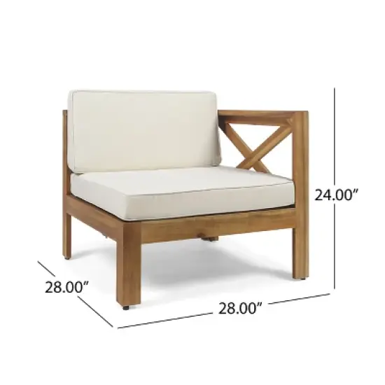 GDFStudio Allaire Acacia Wood 3 Seater Sectional Sofa Set with Ottoman image {7}