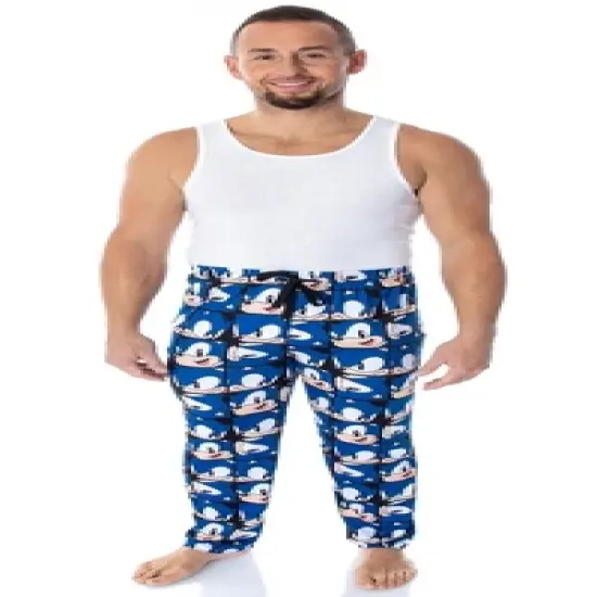 Sonic The Hedgehog Men's Allover Face Pattern Sleep Lounge Pajama Pants image {3}