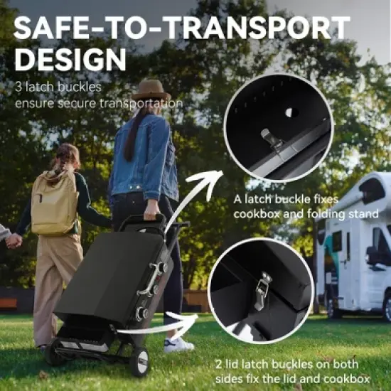 RoyalGourmet Portable 3-Burner Gas Griddle PD3001TG Black image {7}