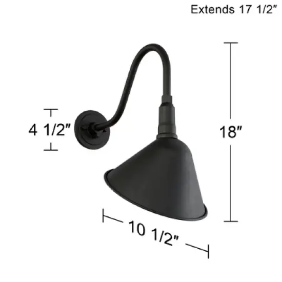 Franklin Iron Works Neihart Rustic Farmhouse Outdoor Barn Light Fixture Black Curving Gooseneck 18" for Post Exterior Barn Deck House Porch Yard Patio image {7}