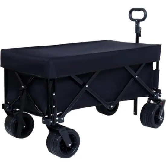 RISOKEYS Foldable Utility Wagon with Extended Tailgate & Lid, 400 lbs Capacity - All-Terrain Wheels,for Camping,Beach,Shopping,Outdoor image {7}