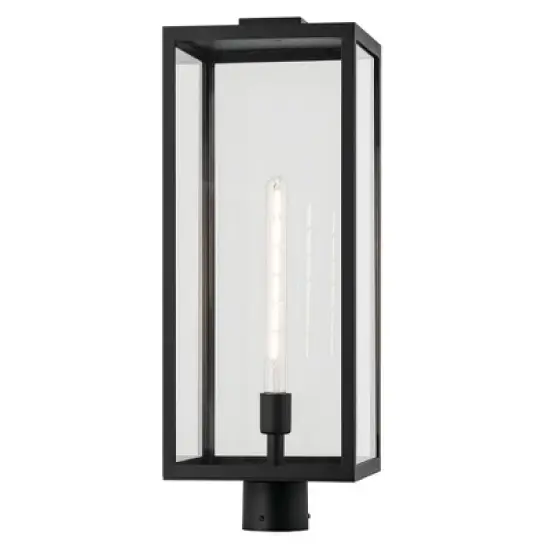 Branner 25.5 inch 1 Light Outdoor Post Light with Clear Glass in Textured Black image {2}