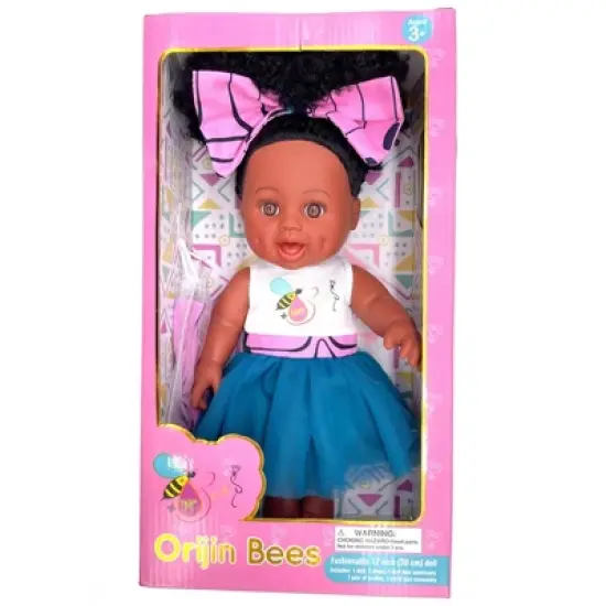 Orijin Bees Positively Puffy 12" Baby Bee Doll - Black Hair with Brown Eyes image {3}