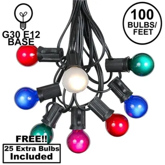 Novelty Lights 100 Feet G30 Globe Outdoor Patio String Lights, Black Wire image {6}