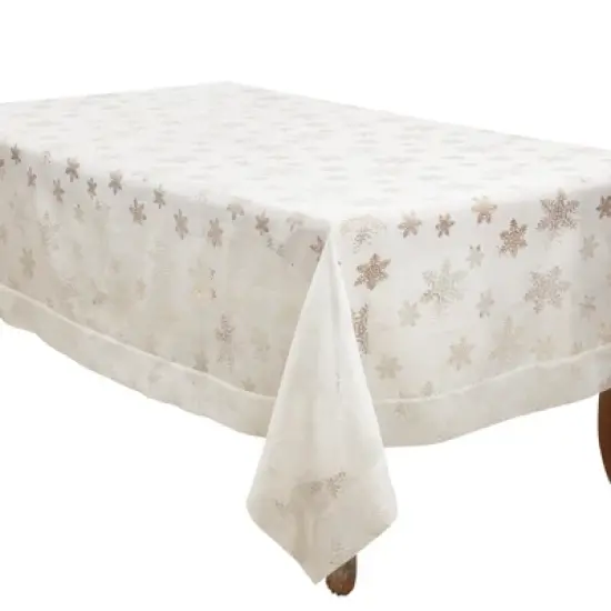 Saro Lifestyle Christmas Tablecloth With Burnout Snowflakes image {5}