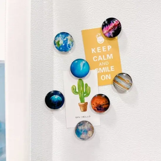 Wrapables Crystal Glass Magnets, Refrigerator Magnets for Office Whiteboards, Cabinets, Lockers (Set of 12), Planets image {6}