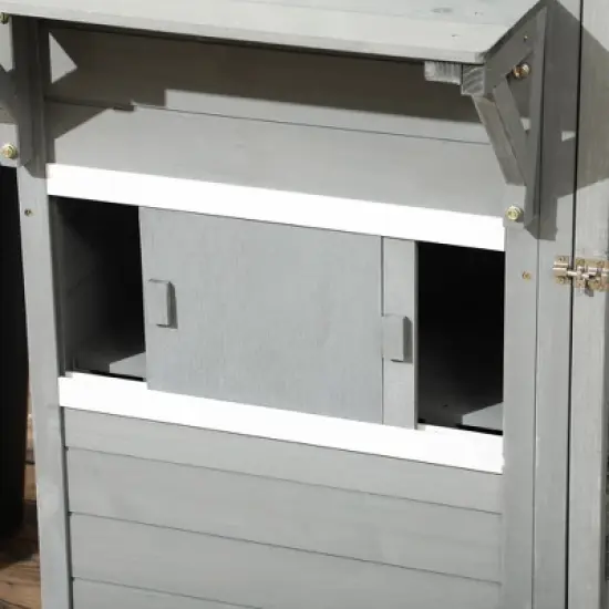 PawHut Large Outside Cat Shelter for 3 Kitties, Multi-Level Design with Big Hiding Areas, Catio Outdoor Cat Enclosure, Cat Condo for Large Cats image {4}