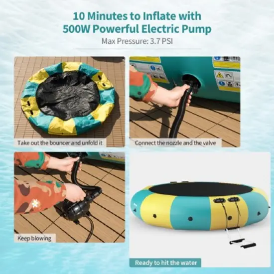 Infans 12FT Inflatable Water Bouncer Splash Padded Water Trampoline image {3}