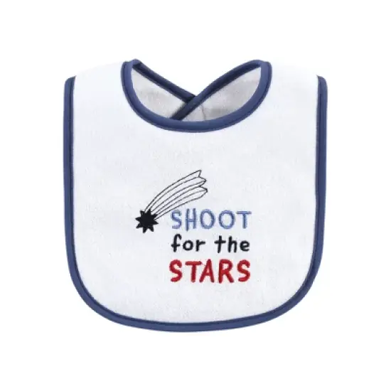 Hudson Baby Infant Boy Cotton Terry Drooler Bibs with Fiber Filling, Galactic Explorer, One Size image {5}