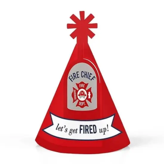 Big Dot of Happiness Fired Up Fire Truck - Mini Cone Firefighter Firetruck Baby Shower or Birthday Party Hats - Small Little Party Hats - Set of 8 image {7}