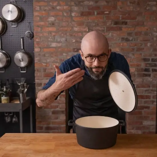 Gibson Home Babish 6qt Round Matte Enamel Cast Iron Dutch Oven: 14.75" Braisers, Hand Wash, Non-Induction Compatible image {8}