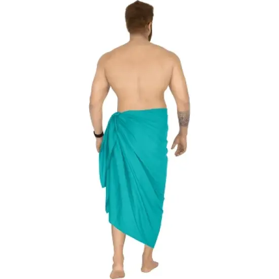 LA LEELA Men's Casual Vacation Pareo Sarong Wrap One Size Shamrock Green Solid image {2}