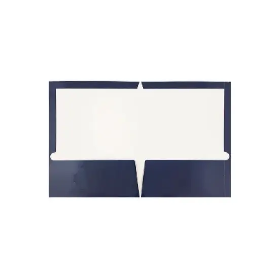 JAM Paper Laminated Glossy 2 Pocket Presentation Folders Navy Blue 100/Box 5042523B image {1}