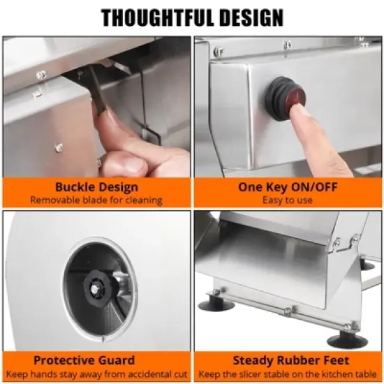 ODK Electric Vegetable Fruit Slicer, Commercial Vegetable Fruit Slicer 0-0.4'' Thickness Adjustable, Stainless Steel Potato Onion Cutter Shredder image {3}