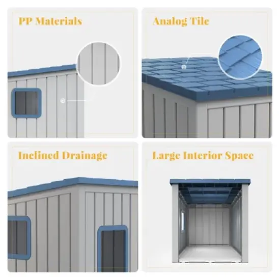 Kumasinova 25" Slanted Roof Outdoor Cat House with Leak-Proof Design,Weatherproof Cat Hideaway for All Seasons,Cat Furniture for Porch&Garden,Blue image {3}