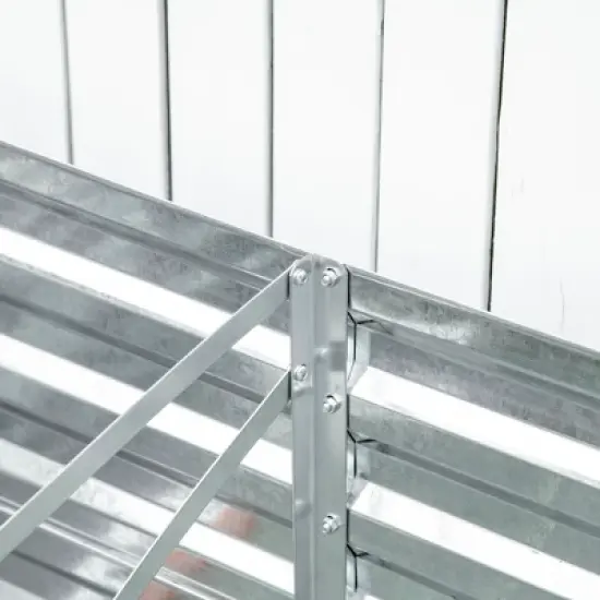 Outsunny Raised Garden Bed, Galvanized Elevated Planter Box with 2 Trellis Tomato Cages, Reinforcing Rods, 4' x 3' x 2', Silver image {4}