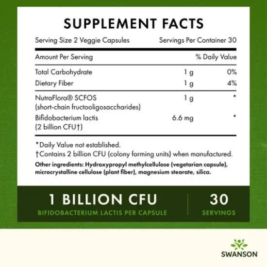 Swanson Prebiotic + Probiotic Fiber Supplement, Helps Support Digestive System & Immune Health, 500 mg FOS, 60 Veggie Capsules image {3}