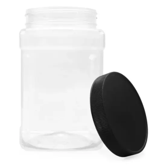 Cornucopia Brands-48oz Square Clear Plastic Canisters with Black Lids 3pk image {2}