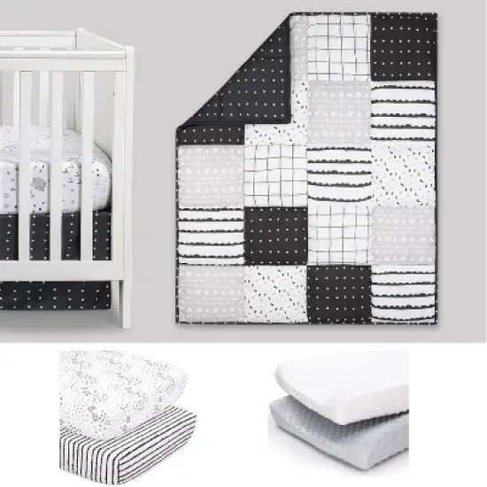 The Peanutshell Preston Black & White Crib Bedding Set, 4pc to 12 Pc image {11}