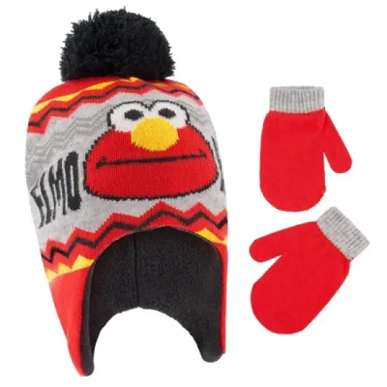 Elmo Boys Winter Beanie Hat and Mittens Set, Toddlers Ages 2-4 image {7}