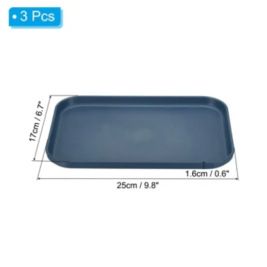 Unique Bargains Plastic Reusable Lightweight Rectangular  Serving Tray 3 Pcs image {1}