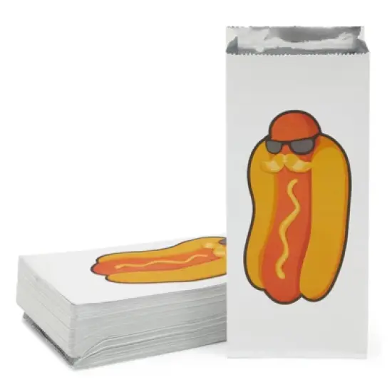 Juvale 100 Pack Hot Dog Paper Holders Bags, Foil Sleeve Wrappers for 4th of July BBQ Gathering, Disposable, 4 x 8 x 2 in image {7}