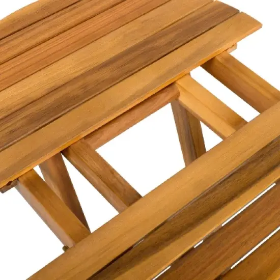 FIONECA Patio Conversation Set, 2 Acacia Wood Armchairs with Beige Cushions & Foldable Side Table, Teak Finish image {14}