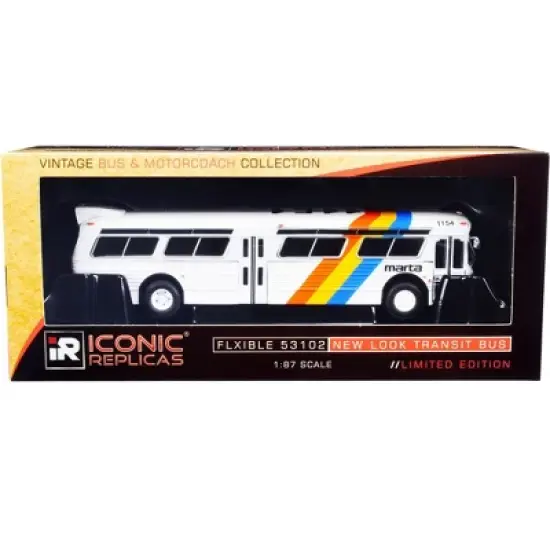 Flxible 53102 Transit Bus #10 "Peachtree St." MARTA Atlanta (GA) White w/Stripes 1/87 (HO) Diecast Model by Iconic Replicas image {3}