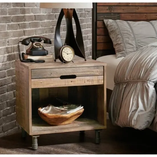 Renu Solid Wood Nightstand Natural image {1}