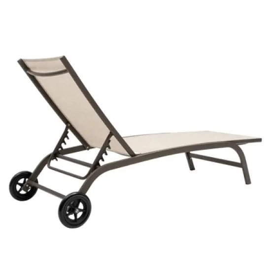 2pc Outdoor Adjustable Chaise Lounge Chairs with Wheels - Beige - Crestlive Products: Aluminum Frame, Rust & Weather-Resistant image {10}