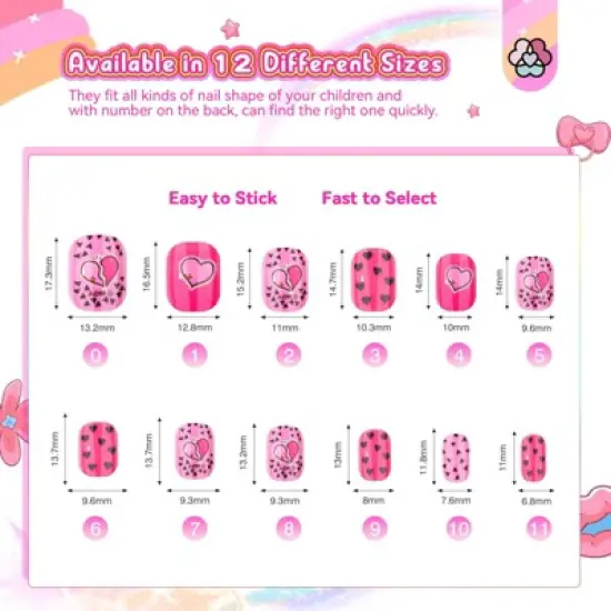 SAVILAND Kids Press On Nails for Girls 8-12 Years, 168PCS Colorful Short Square Fake Nails with Strong Adhesion - Christmas Gift Set. image {4}