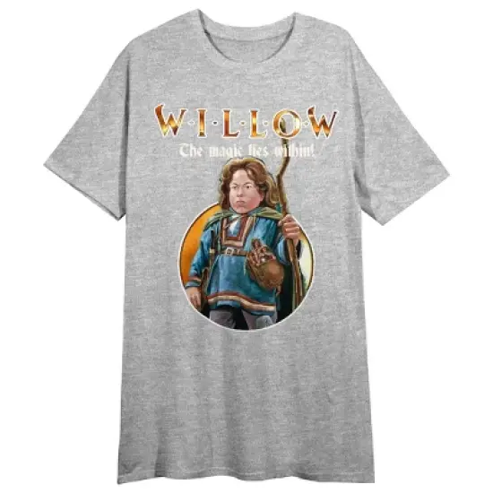 Willow Main Character In Circle Crew Neck Short Sleeve Athletic Heather Women's Night Shirt image {2}