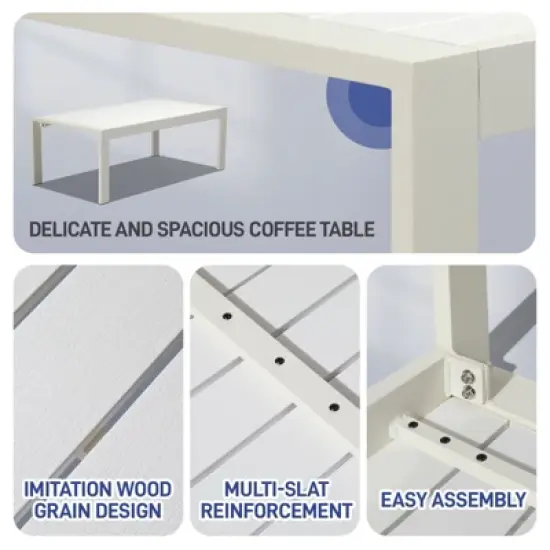 Karl Home White 4-Piece Aluminum Patio Conversation Set with Light Gray Cushions image {8}