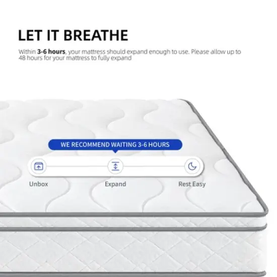 10 Inch Hybrid Full Size Mattress - Gel Memory Foam, Pocket Coils, Breathable, Durable, Mattress in a Box image {5}